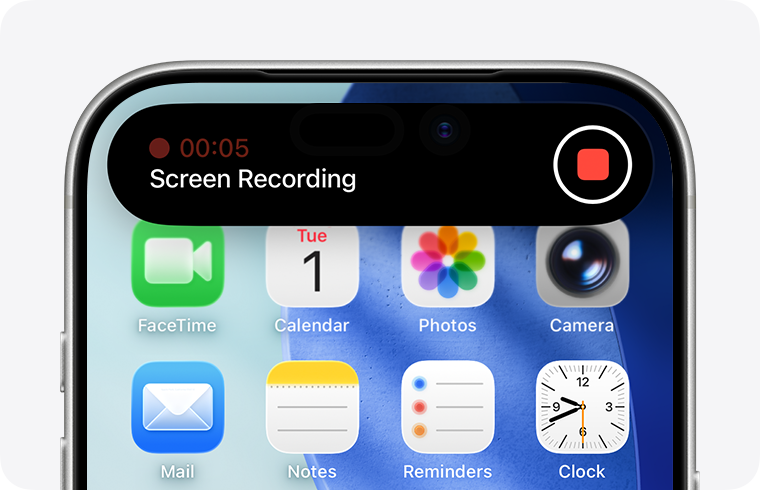 Индикатор активной записи экрана на iPhone