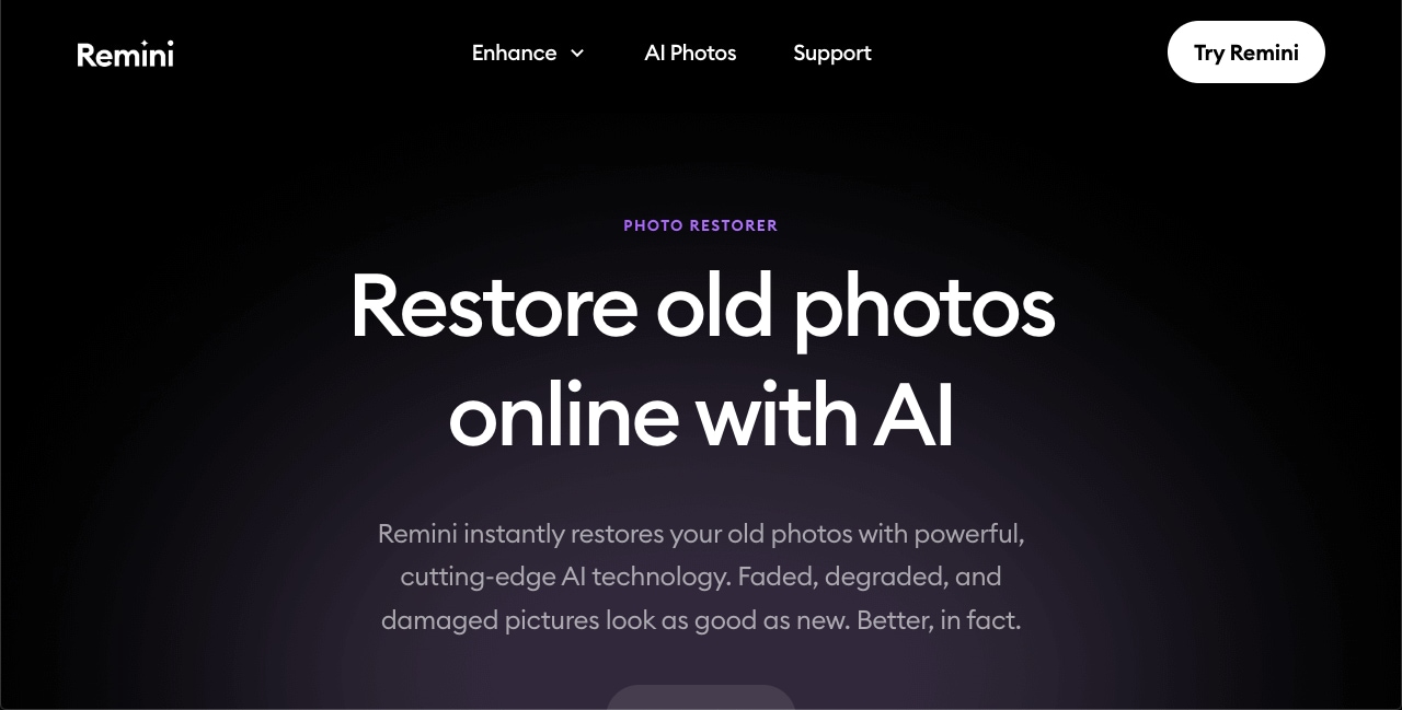 Экран восстановления старой фотографии в Remini