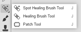Spot Healing Brush, Healing Brush и Patch в Photopea