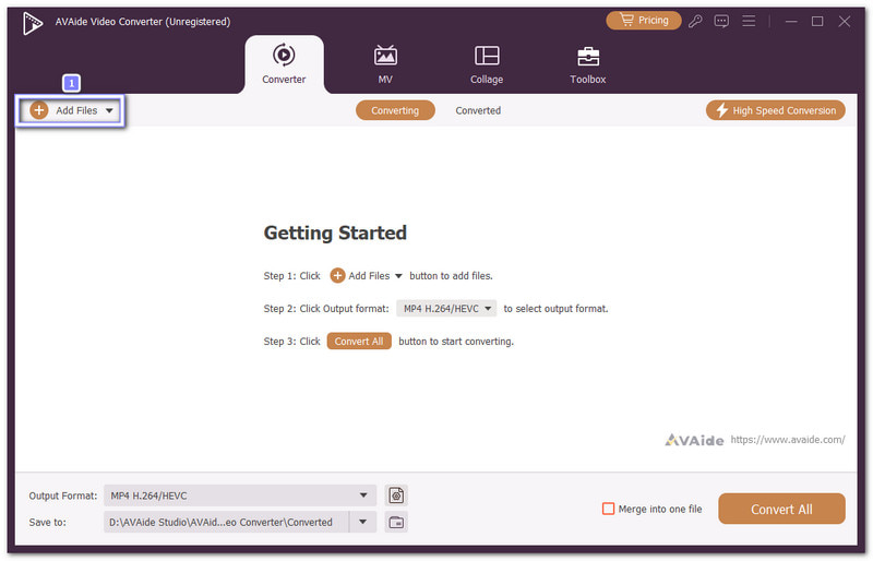 Загрузка MP4 в AVAide Video Converter