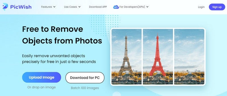 Рабочее окно PicWish Object Remover