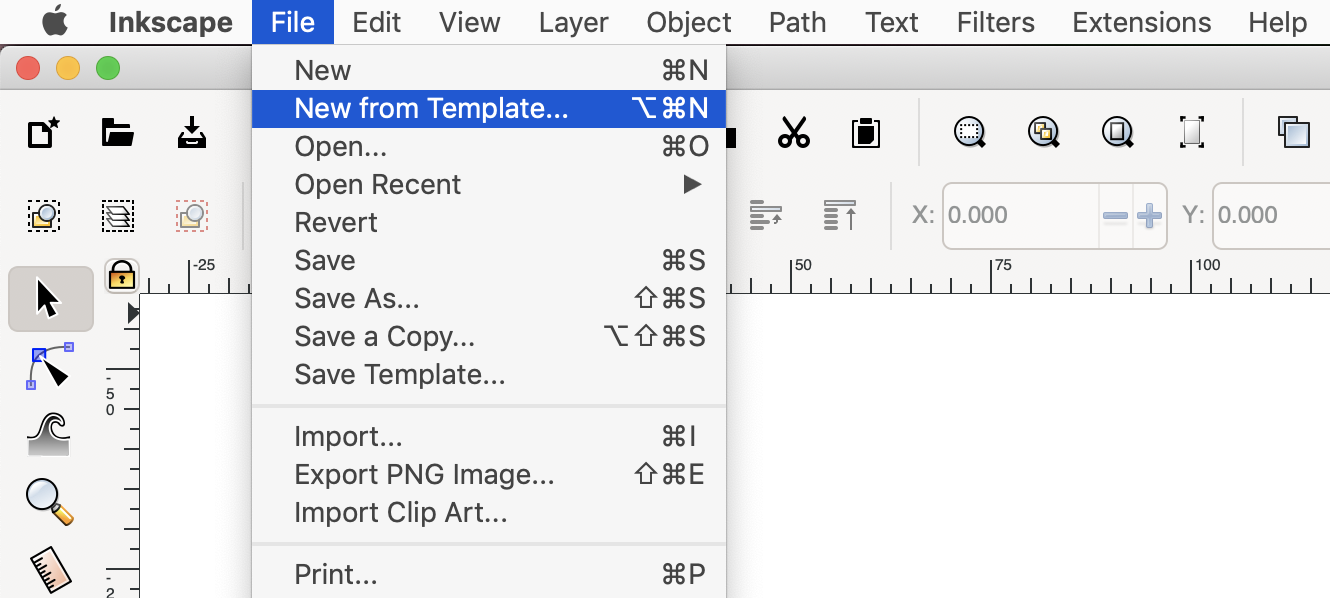 Рабочее окно Inkscape