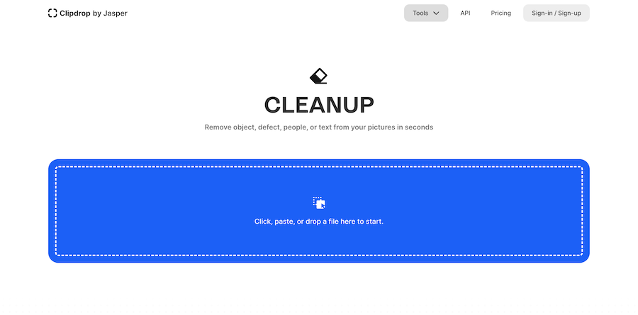 Интерфейс Clipdrop Cleanup при удалении нежелательной области