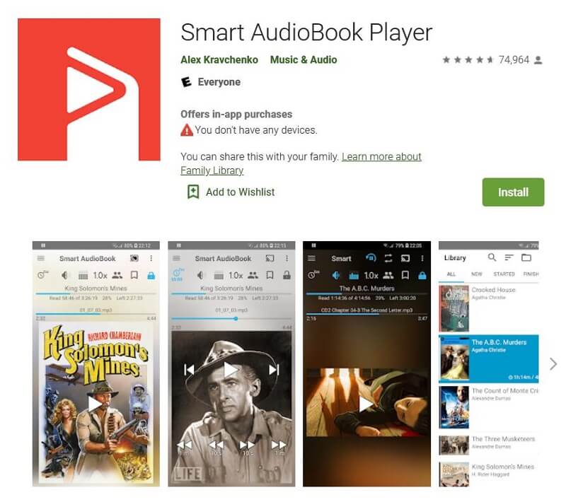 Интерфейс Smart AudioBook Player на Android