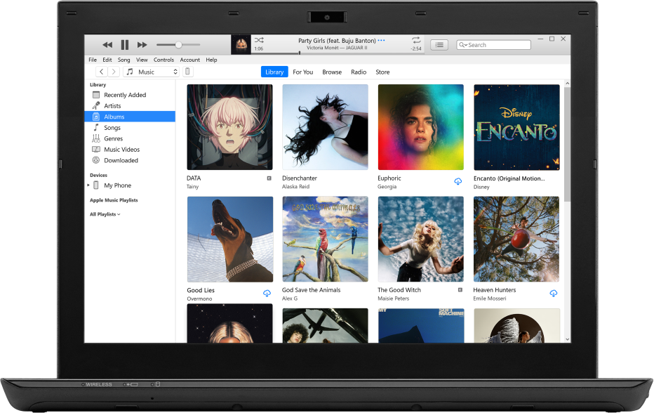 Окно iTunes с медиатекой альбомов на Windows