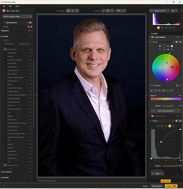Nik Collection: интерфейс Color Efex с локальными коррекциями портрета
