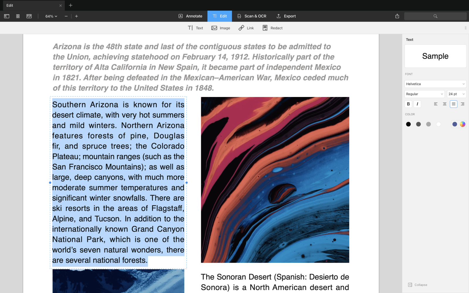 Редактирование существующего текста через Edit в PDF Expert