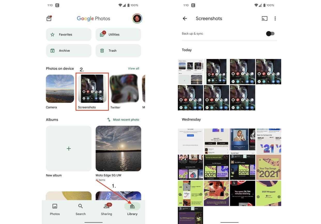 Интерфейс Google Photos на Android
