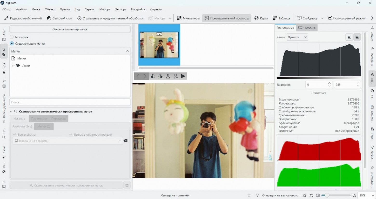 Интерфейс digiKam