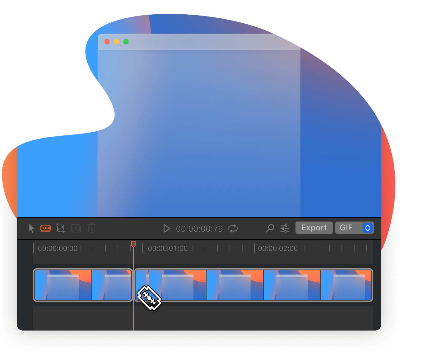 Таймлайн редактирования GIF в Gifox