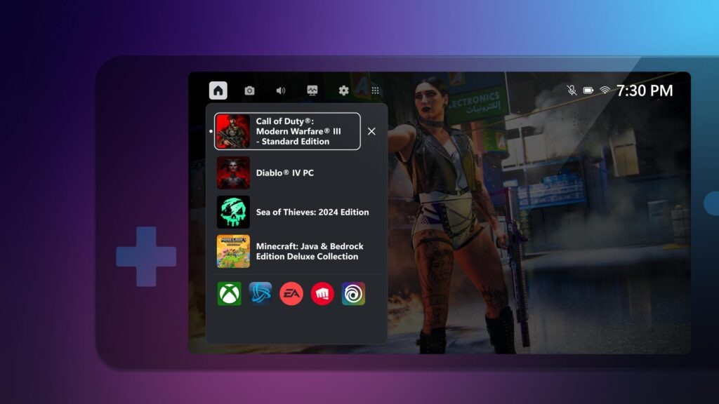 Xbox Game Bar Compact Mode на игровом Windows-устройстве
