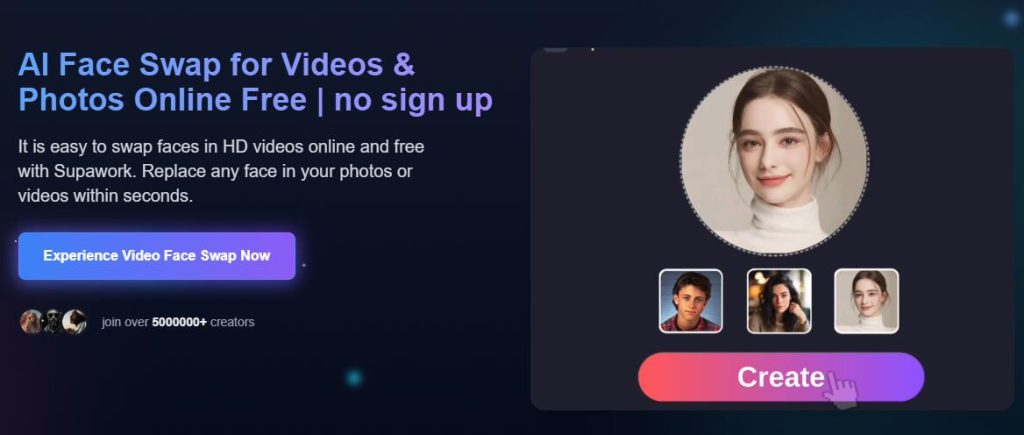 Интерфейс Supawork AI с несколькими распознанными лицами
