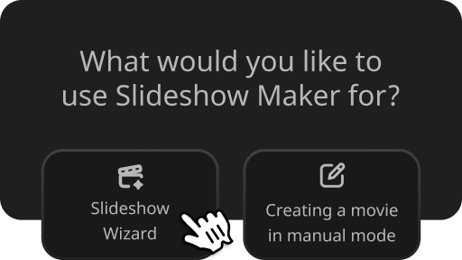 Выбор Slideshow Wizard или Manual Mode в Movavi Slideshow Maker