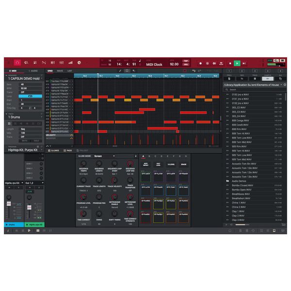 Интерфейс Akai MPC Software с редактором и библиотекой семплов