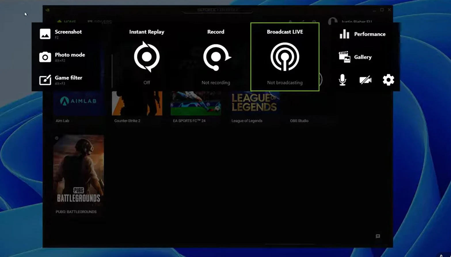 NVIDIA App: оверлей записи игрового процесса