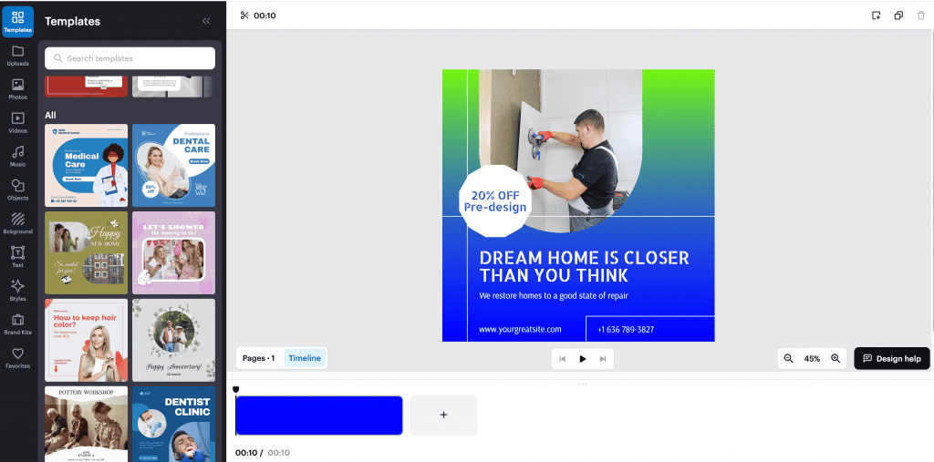Интерфейс VistaCreate