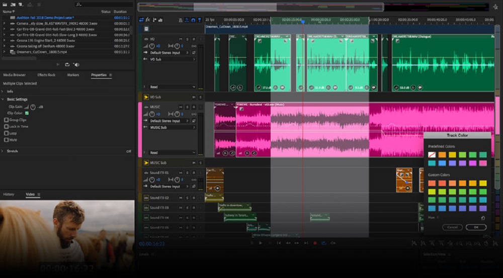 Многодорожечная сессия Adobe Audition