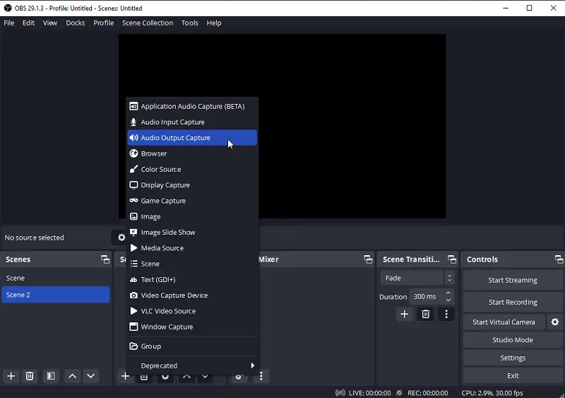 Добавление источника звука браузера в OBS Studio