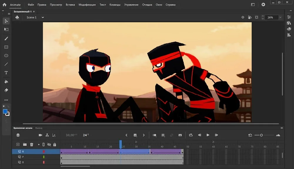 Интерфейс Adobe Animate