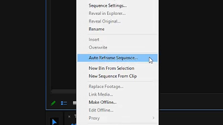 Применение Auto Reframe к горизонтальному материалу в Adobe Premiere Pro