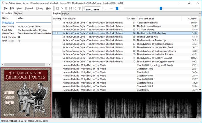 foobar2000 с открытым WMA-файлом