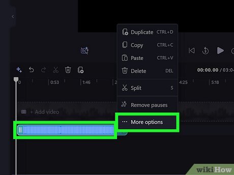 Настройки аудиоклипа в Clipchamp