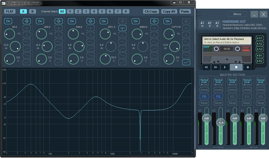 Главное окно виртуального микшера Voicemeeter Banana