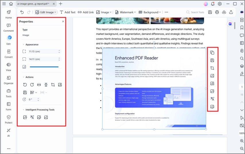 Редактирование вставленного изображения в PDFelement