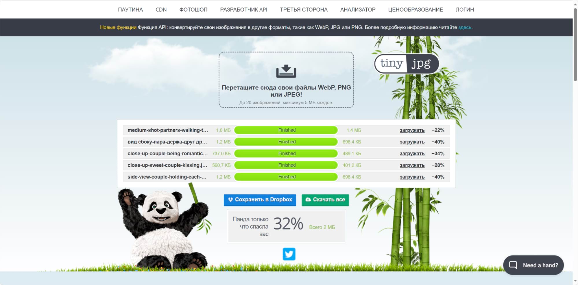 Результат сжатия изображения в TinyPNG