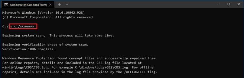 Проверка системных файлов Windows командой SFC