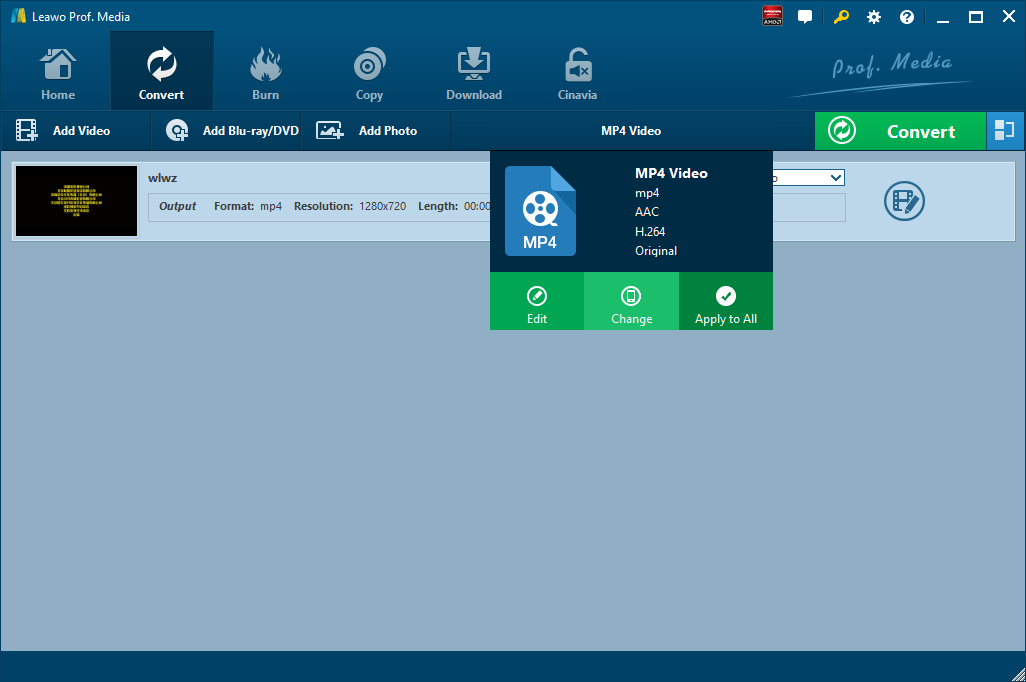 Leawo Video Converter: выбор MP3