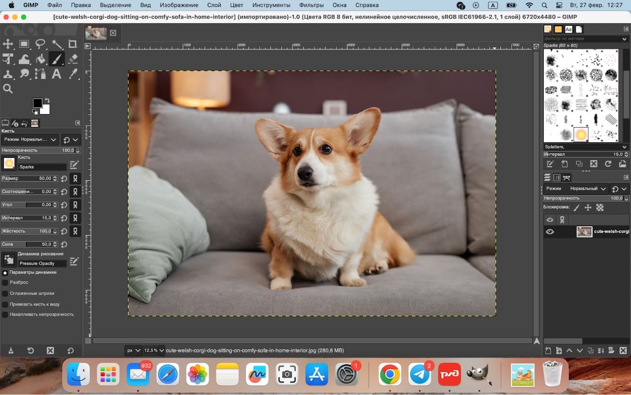 Интерфейс GIMP: рабочее окно и инструменты обработки, изображение 2