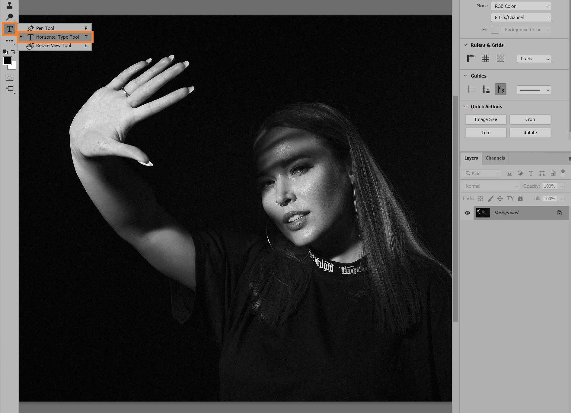 Интерфейс Photoshop при работе с текстом, пример 2