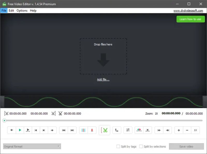 Разметка фрагментов в DVDVideoSoft Free Video Editor