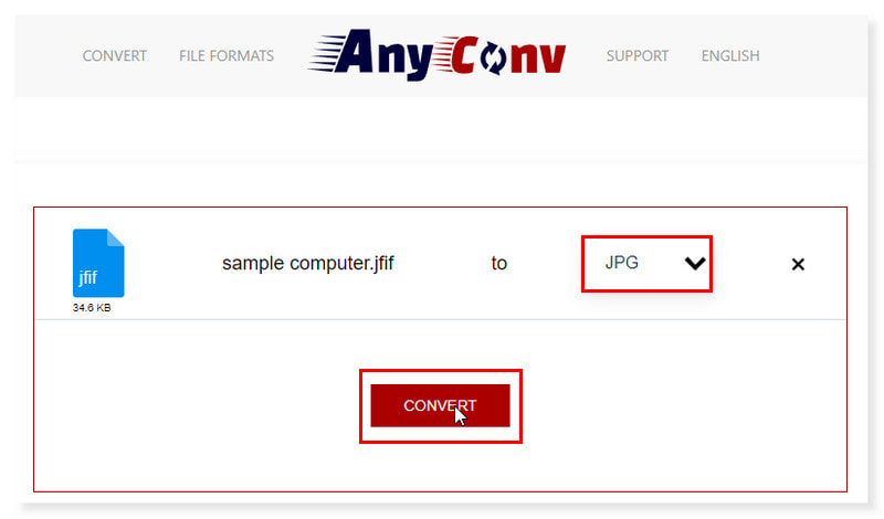 Интерфейс AnyConv с загруженным изображением и кнопкой Convert
