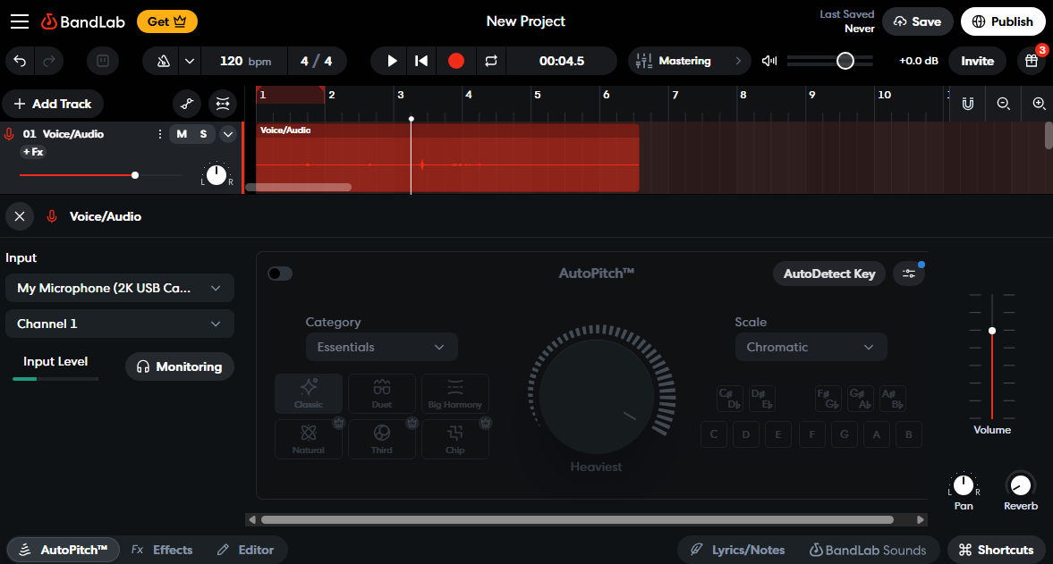 Интерфейс BandLab Studio с дорожками проекта