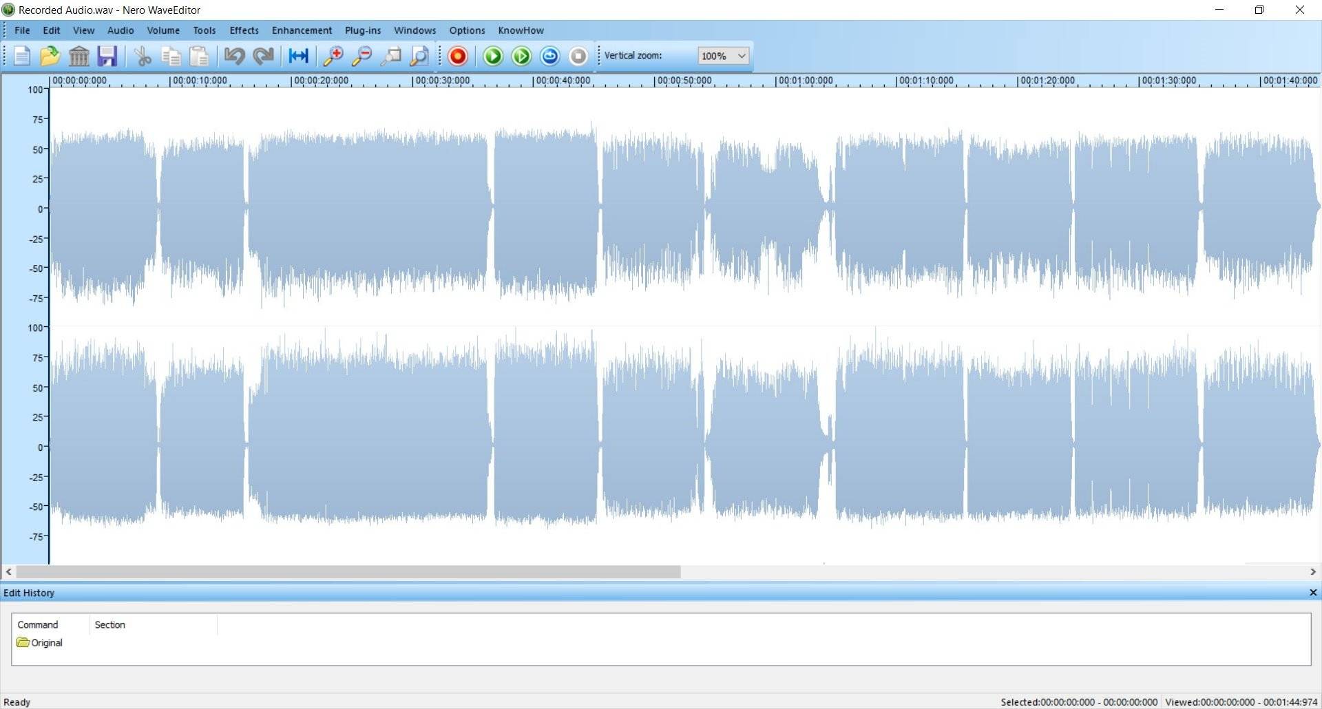 Длинная запись с паузами в Nero WaveEditor
