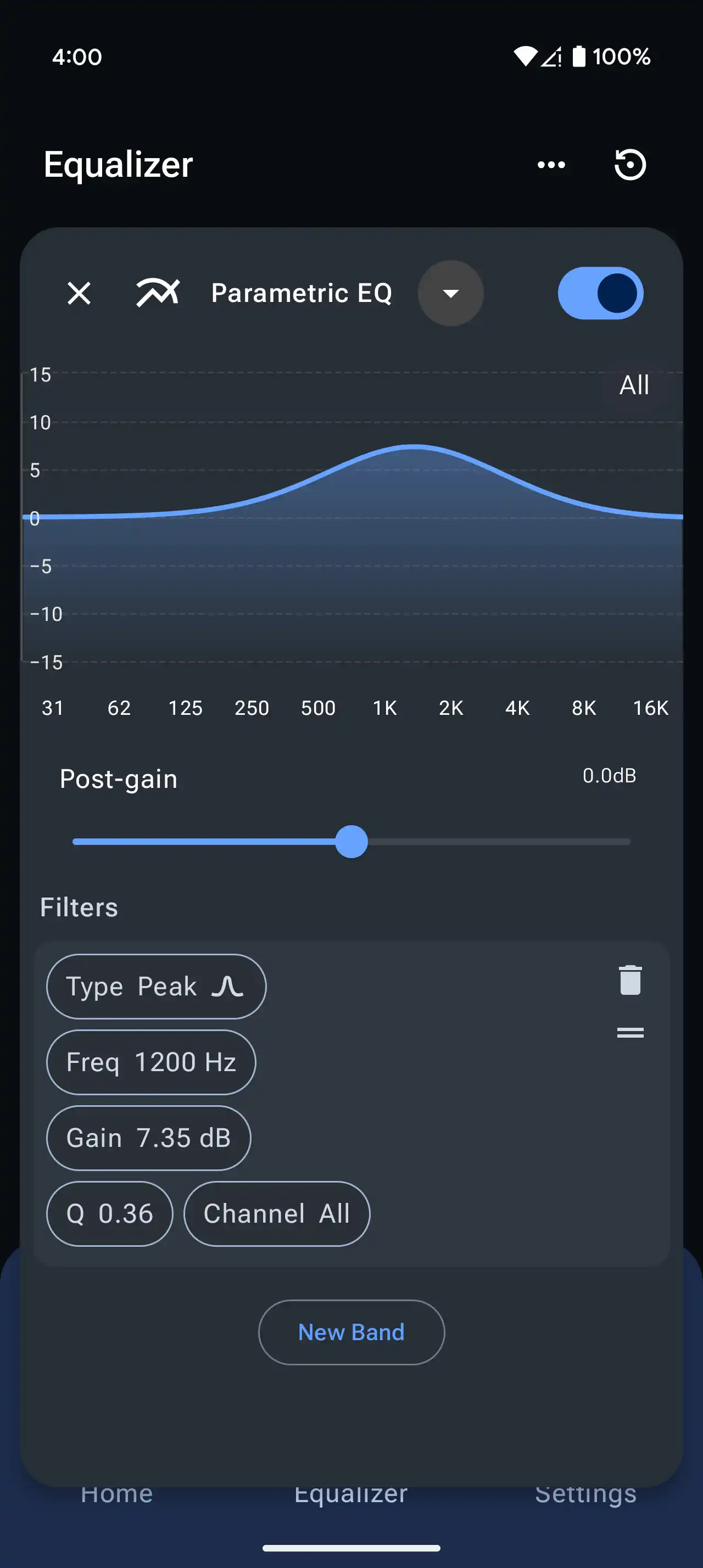 Precise Volume: параметрический peak-фильтр с Frequency, Gain и Q Factor