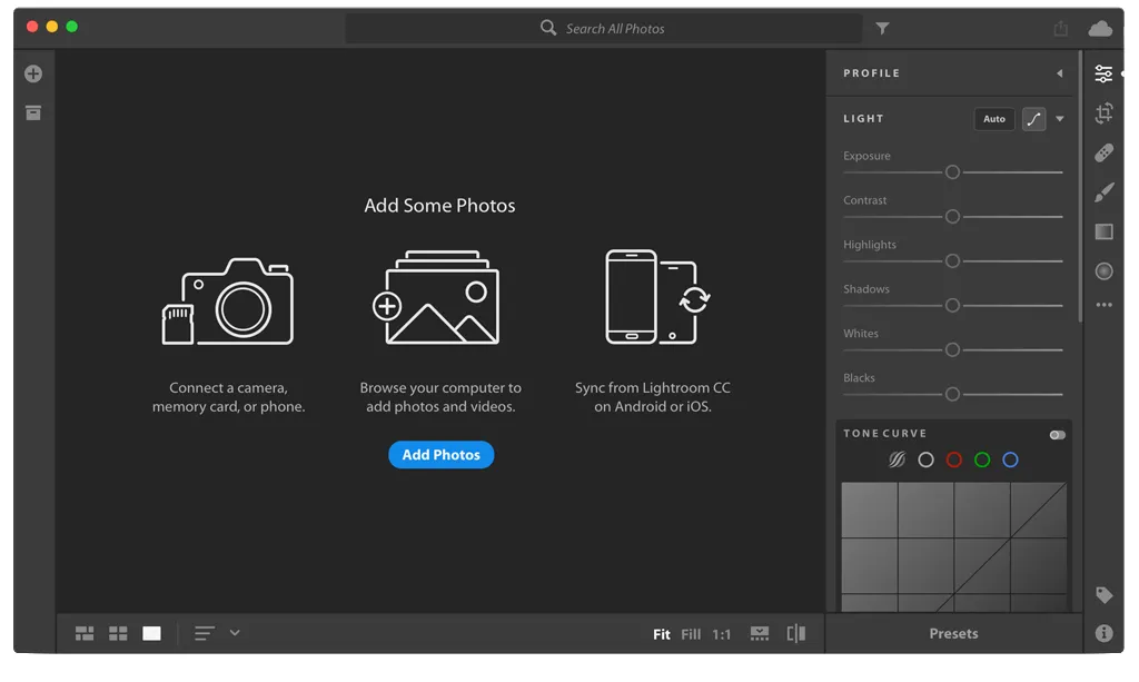 Добавление изображений в облачный Lightroom