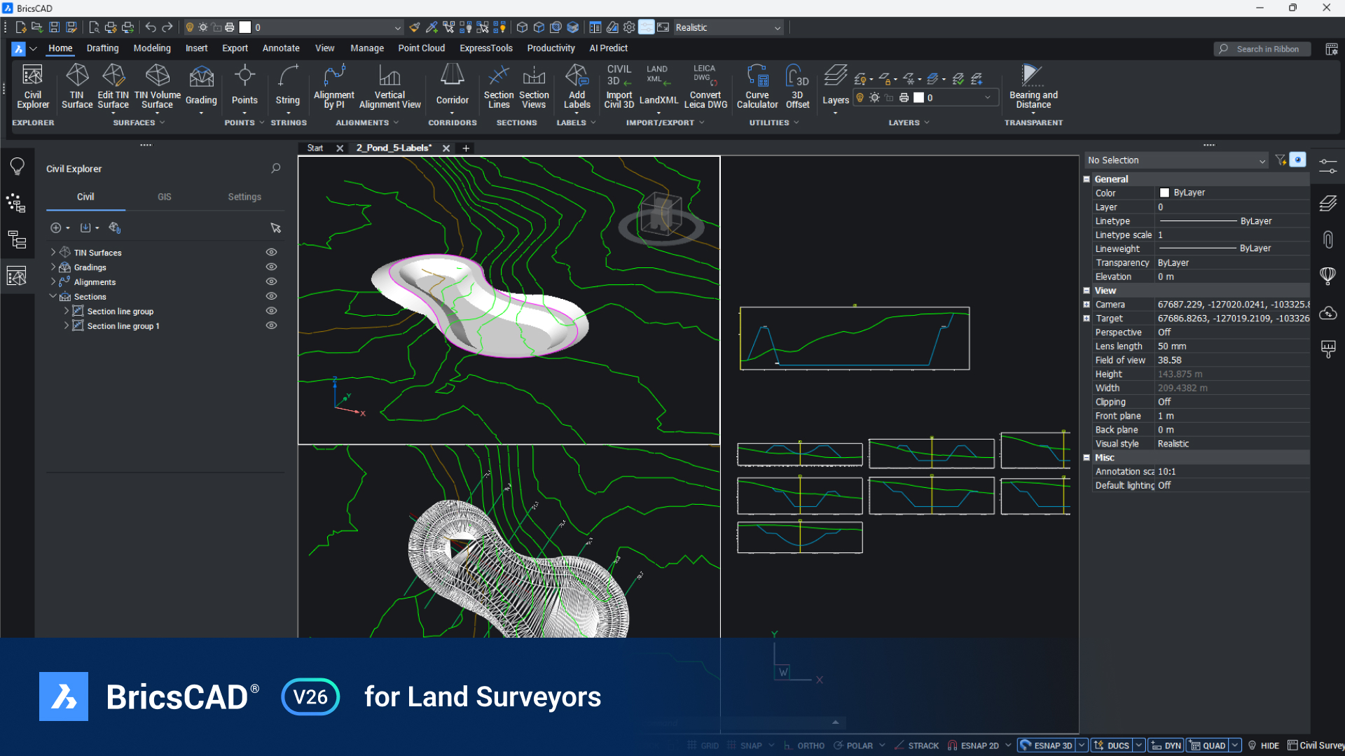Работа с рельефом и геодезическими данными в BricsCAD