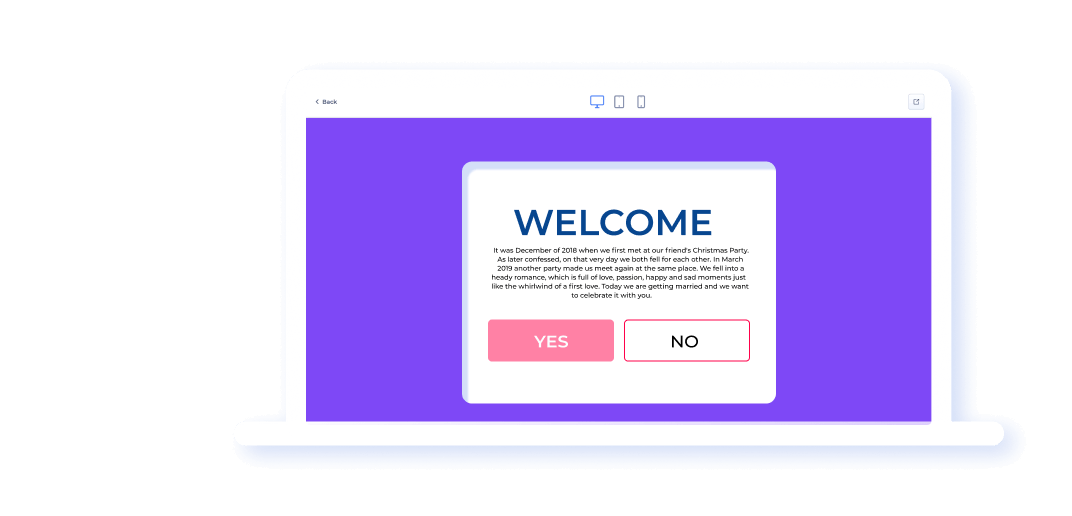 Предварительный просмотр страницы RSVP в Renderforest