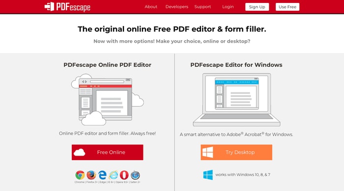 Интерфейс PDFescape при редактировании PDF