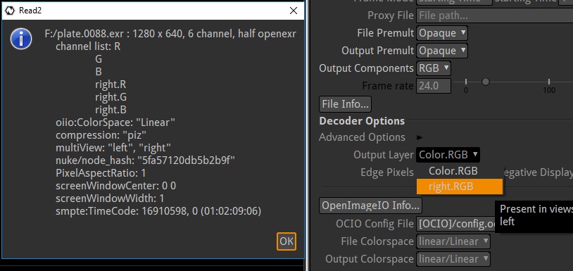 Natron с Read-узлом OpenEXR и выбором output layer