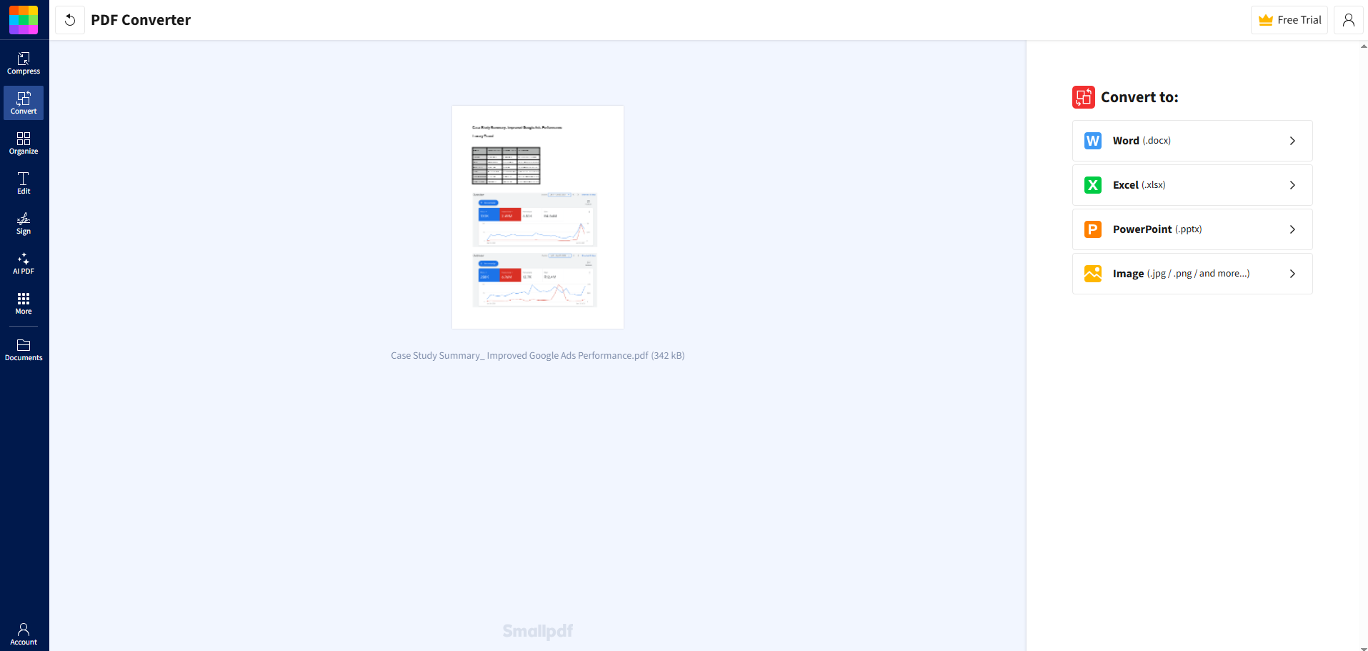 Интерфейс Smallpdf