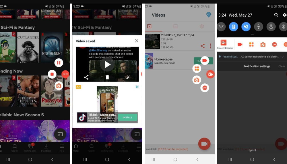 Интерфейс AZ Screen Recorder