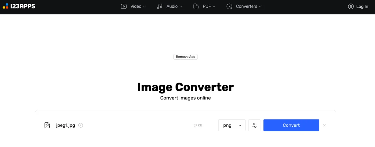 Интерфейс Convert.io из набора 123apps