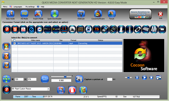 Quick Media Converter HD в режиме Easy Mode