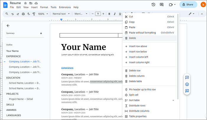 Google Docs: удаление текста после конвертации PDF