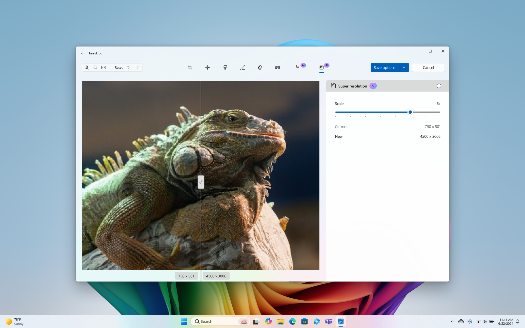Super resolution в приложении Microsoft Photos
