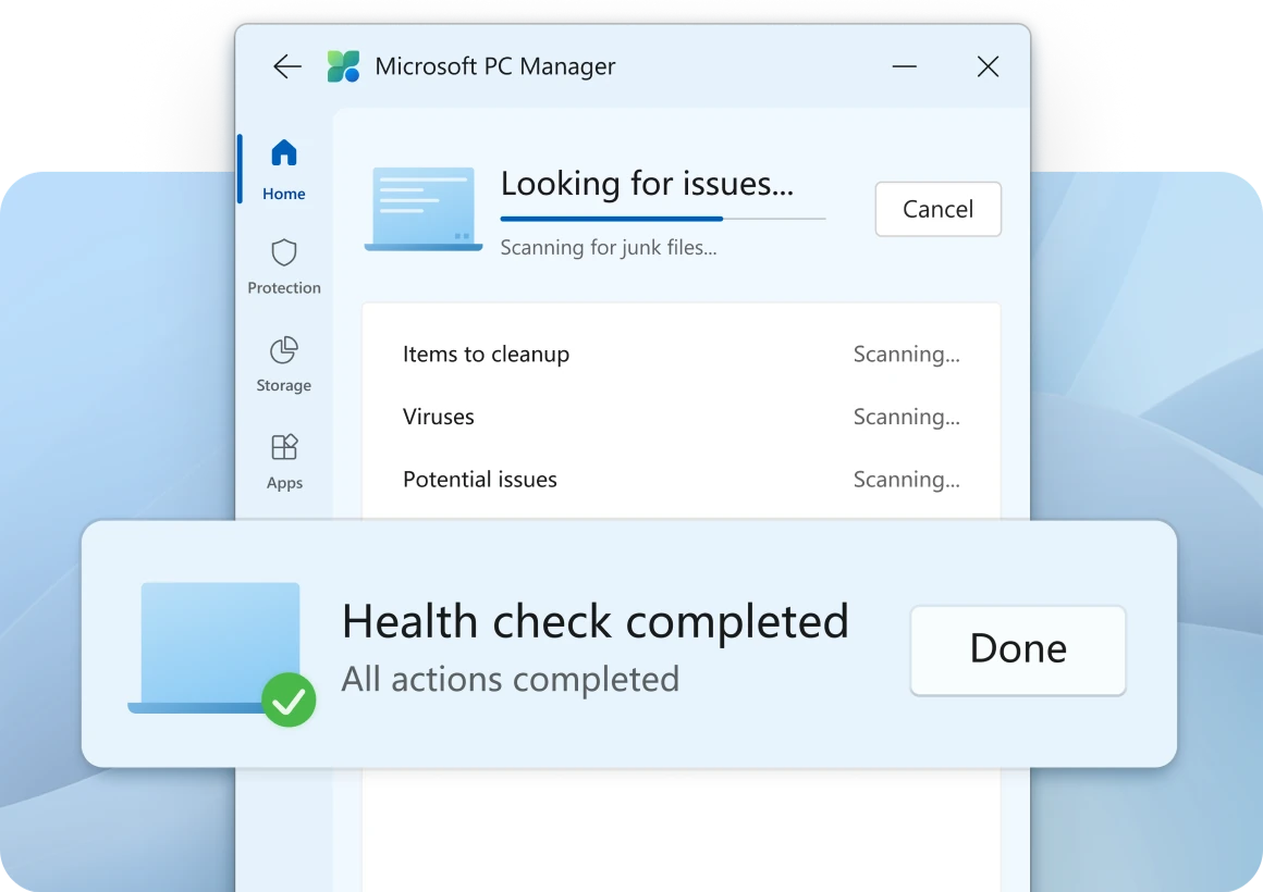 Интерфейс Microsoft PC Manager — экран 2